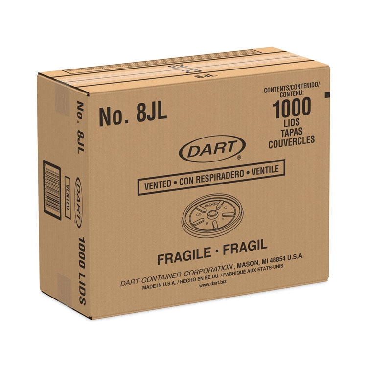 Plastic Lids, Fits 8 oz to 10 oz Hot/Cold Foam Cups, Vented, White, 100/Pack, 10 Packs/Carton