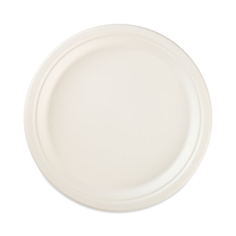 ECOSAVE Tableware, Plate, Bagasse, 6.75" dia, White, 30/Pack