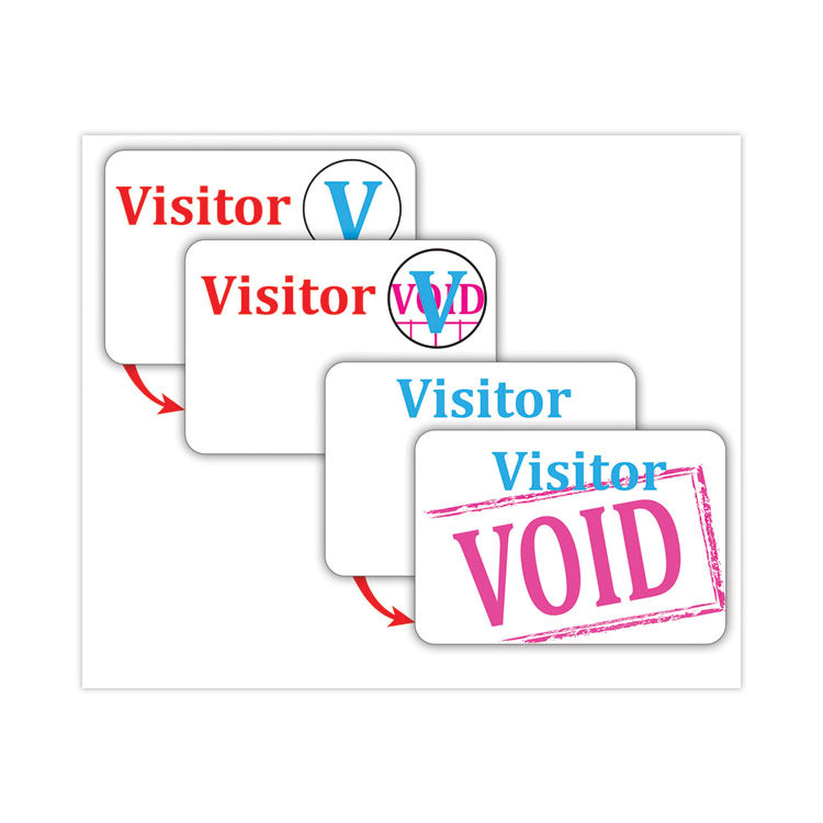 Times Up! Self-Expiring Visitor Badges, One-Day Badge, 3 x 2, White, 100/Box