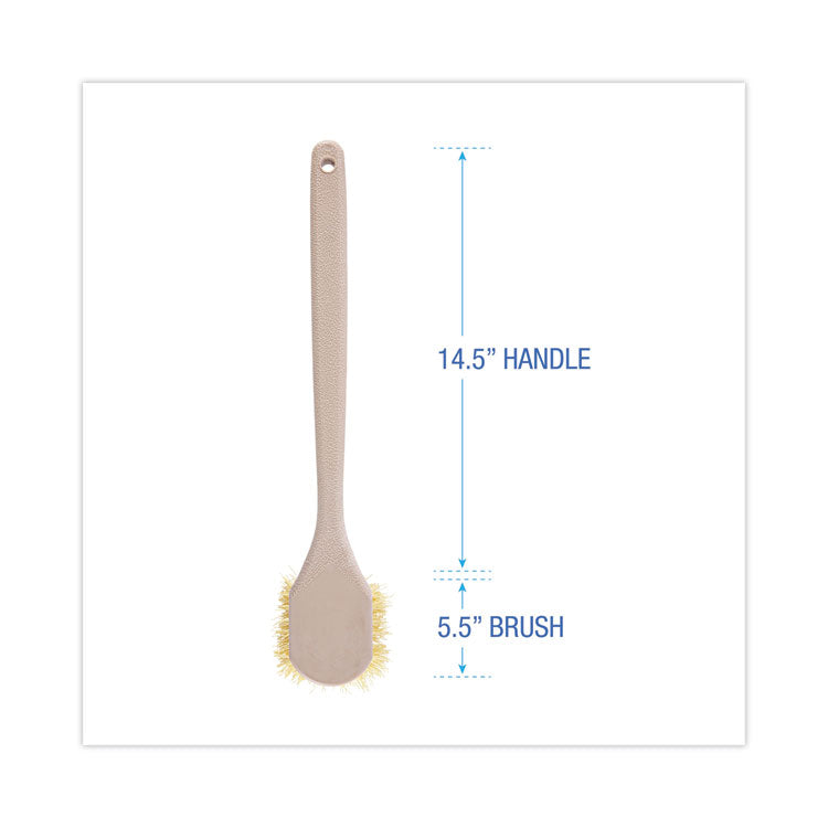 Utility Brush, Cream Polypropylene Bristles, 5.5 Brush, 14.5" Tan Plastic Handle