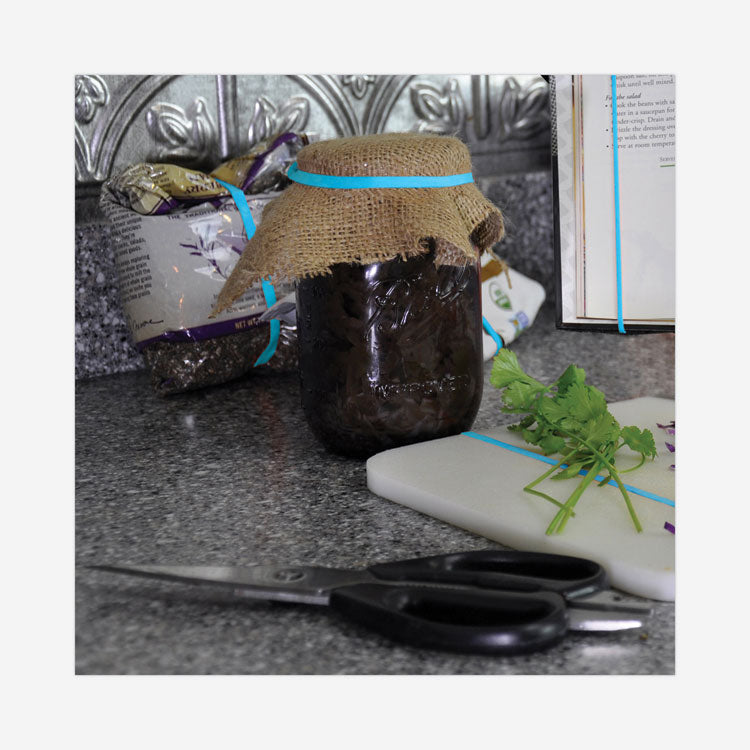 Antimicrobial Non-Latex Rubber Bands, Size 33, 0.04" Gauge, Cyan Blue, 4 oz Box, 180/Box