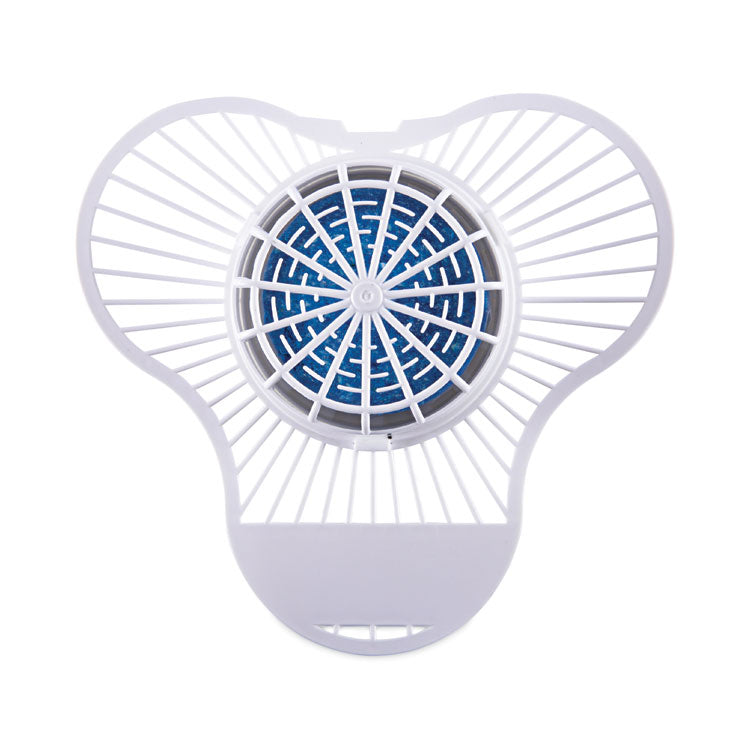 Urinal Screen with Non-Para Cleaner Block, Green Apple Scent, 3.25 oz, Blue/White, 12/Box