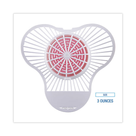 Urinal Screen with Para Deodorizer Block, Cherry Scent, 3 oz, Red/White, 12/Box