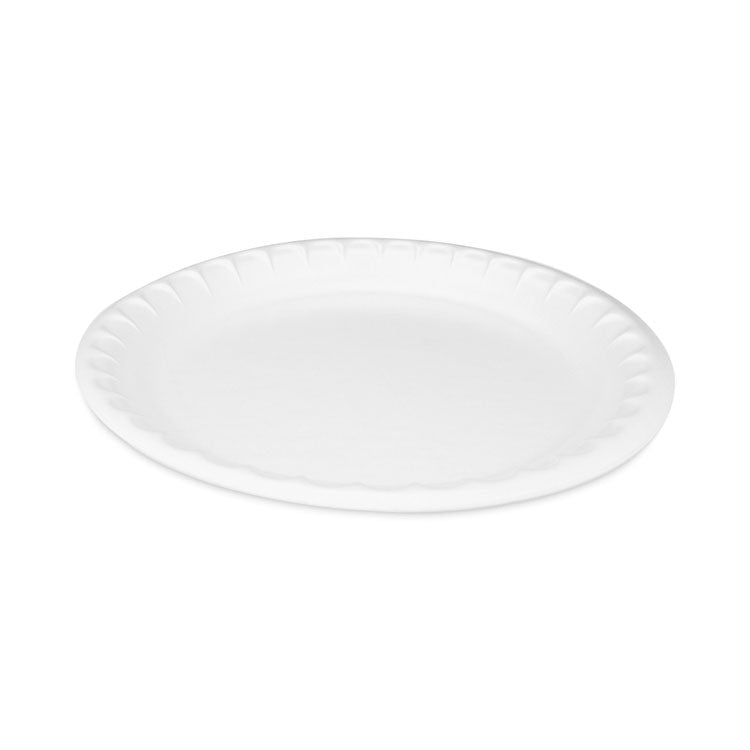 Placesetter Deluxe Laminated Foam Dinnerware, Plate, 10.25 dia, White, 540/Carton