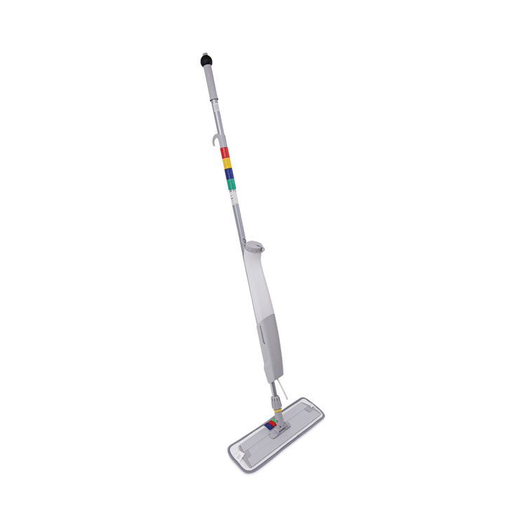 Bucketless Microfiber Mop System, 5 x 18 Blue Microfiber Head, 59" Gray Aluminum/Polypropylene Handle