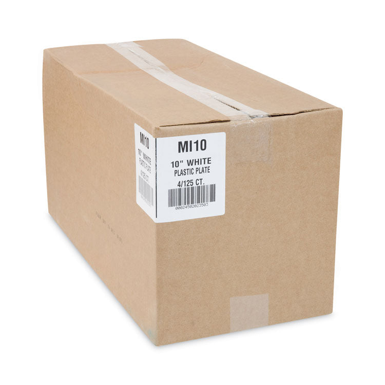 Meadoware Impact Plastic Dinnerware, Plate, 10.25 dia, White, 500/Carton