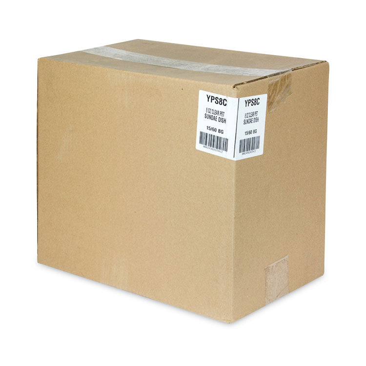 EarthChoice Recycled Clear Plastic Sundae Dish, 8 oz, 4 dia x 3 h, Clear, 60/Bag, 15 Bags/Carton