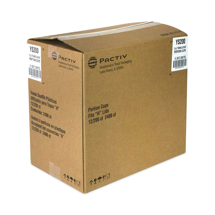 Plastic Portion Cup, 2 oz, Translucent, 200/Bag, 12 Bags/Carton