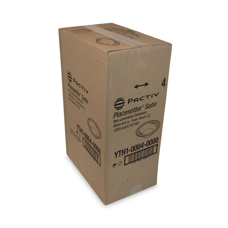 Placesetter Satin Non-Laminated Foam Dinnerware, Bowl, 5 oz, 4.5 dia, White, 1,250/Carton