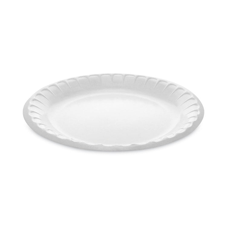 Placesetter Deluxe Laminated Foam Dinnerware, Plate, 8.88 dia, White, 500/Carton