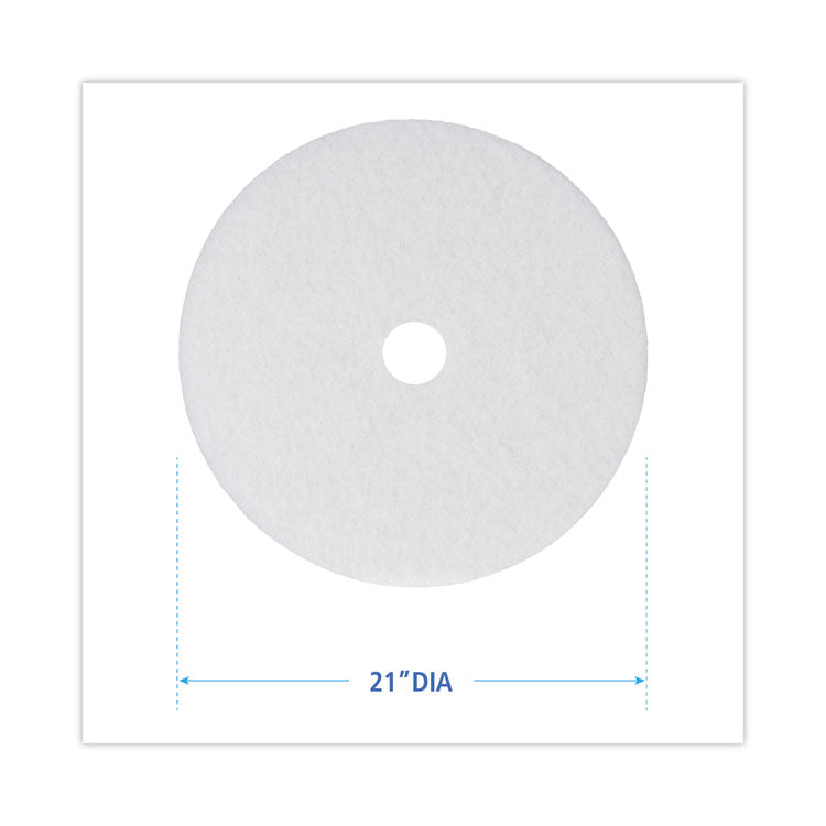 Polishing Floor Pads, 21" Diameter, White, 5/Carton