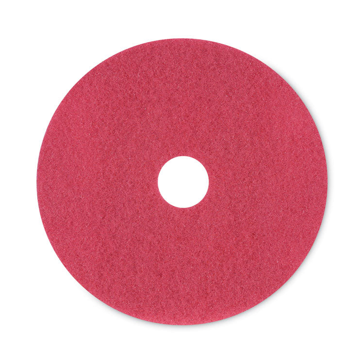 Buffing Floor Pads, 20" Diameter, Red, 5/Carton