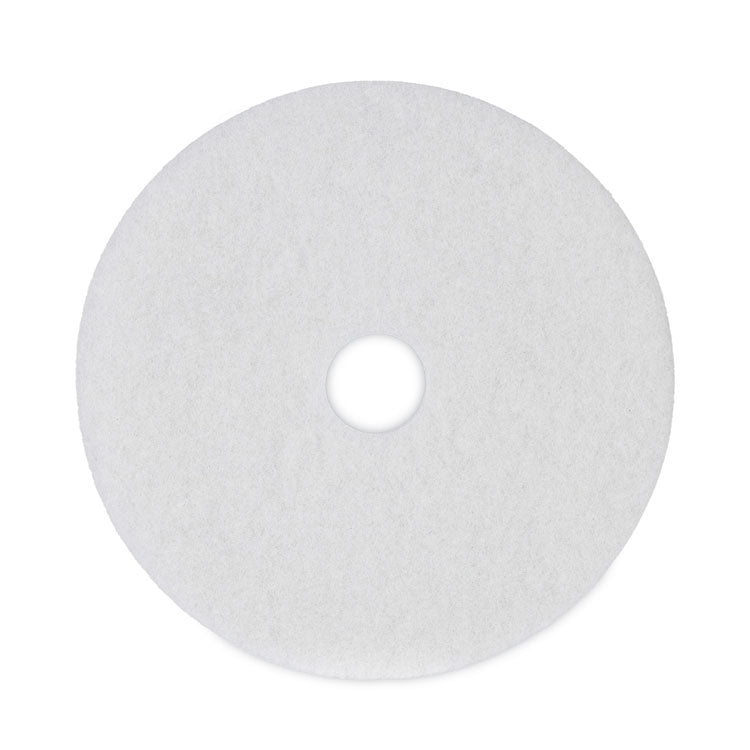 Polishing Floor Pads, 19" Diameter, White, 5/Carton