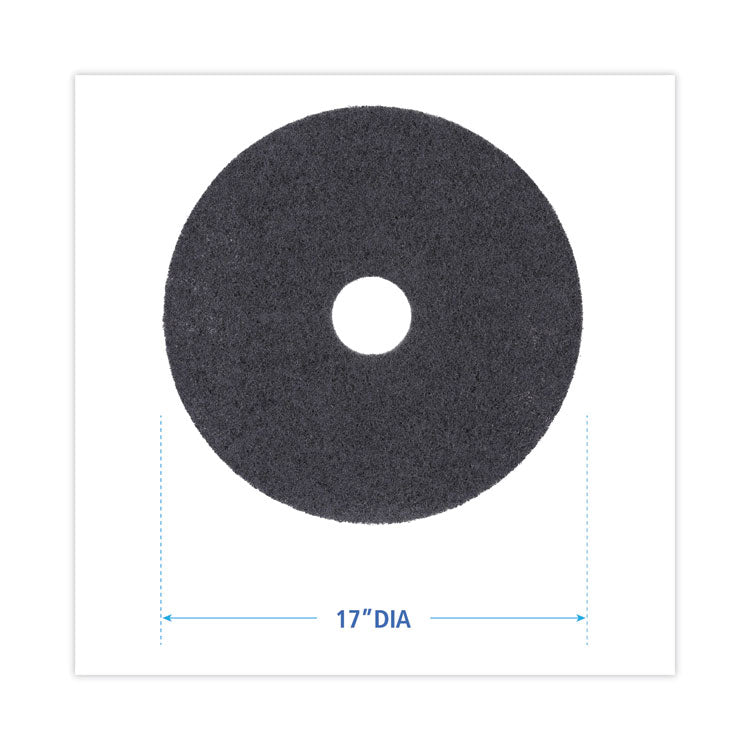 High Performance Stripping Floor Pads, 17" Diameter, Black, 5/Carton