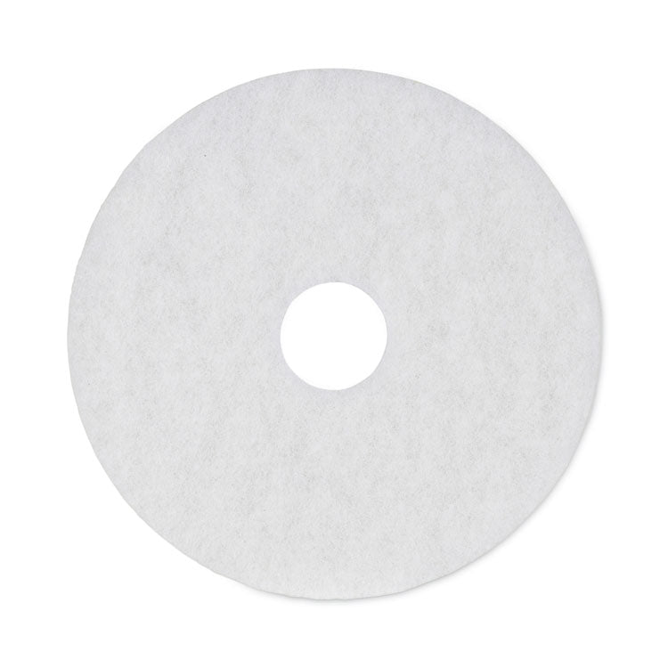 Polishing Floor Pads, 16" Diameter, White, 5/Carton