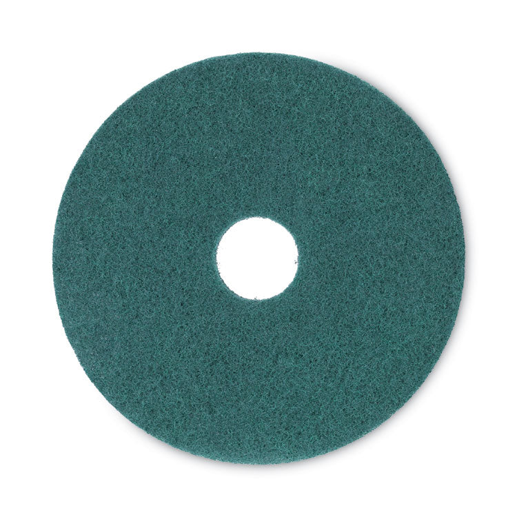 Heavy-Duty Scrubbing Floor Pads, 16" Diameter, Green, 5/Carton