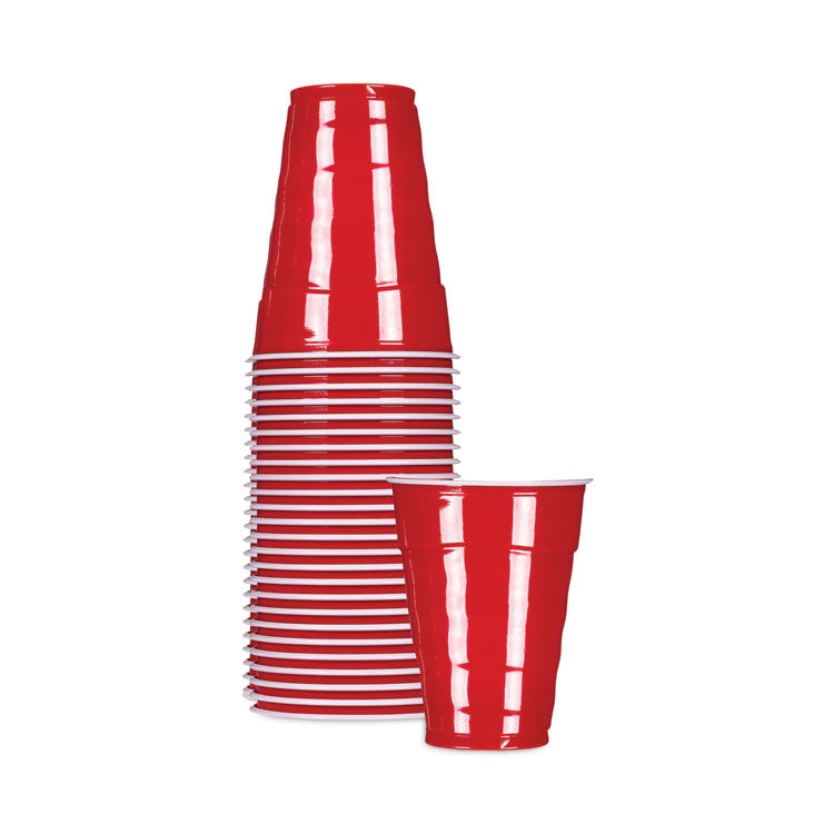 Easy Grip Disposable Plastic Party Cups, 9 oz, Red, 50/Pack