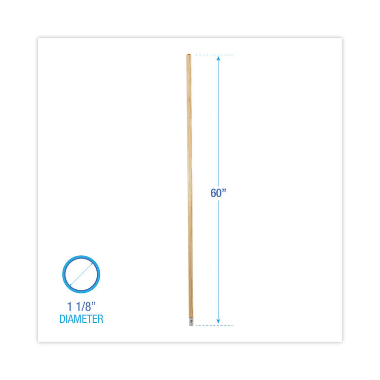 Lie-Flat Screw-In Mop Handle, Lacquered Wood, 1.13" dia x 60", Natural