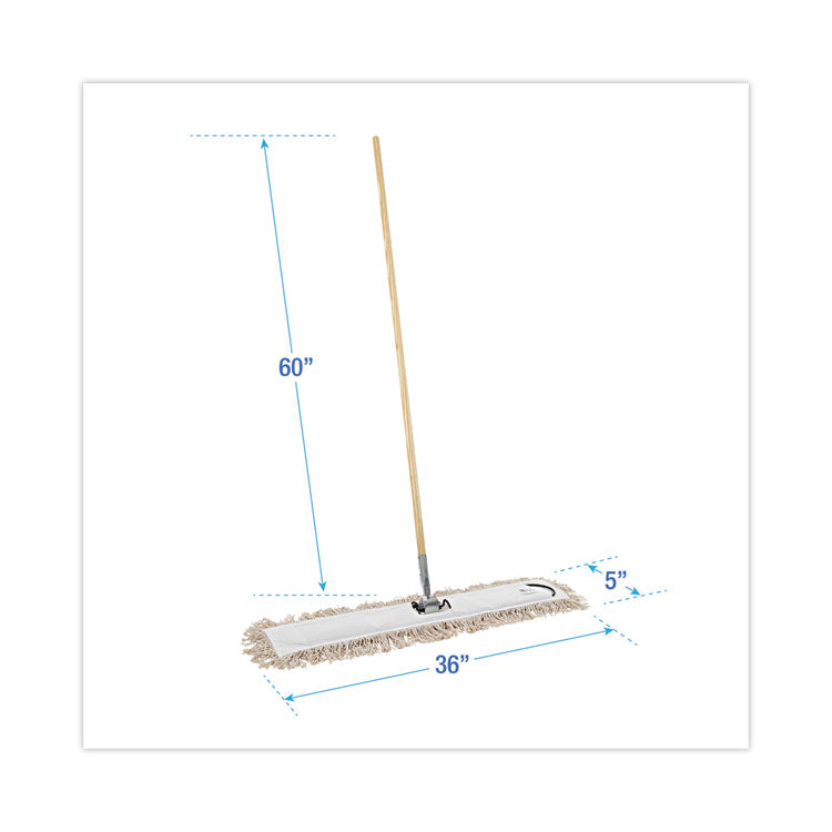 Cotton Dry Mopping Kit, 36 x 5 Natural Cotton Head, 60" Natural Wood Handle