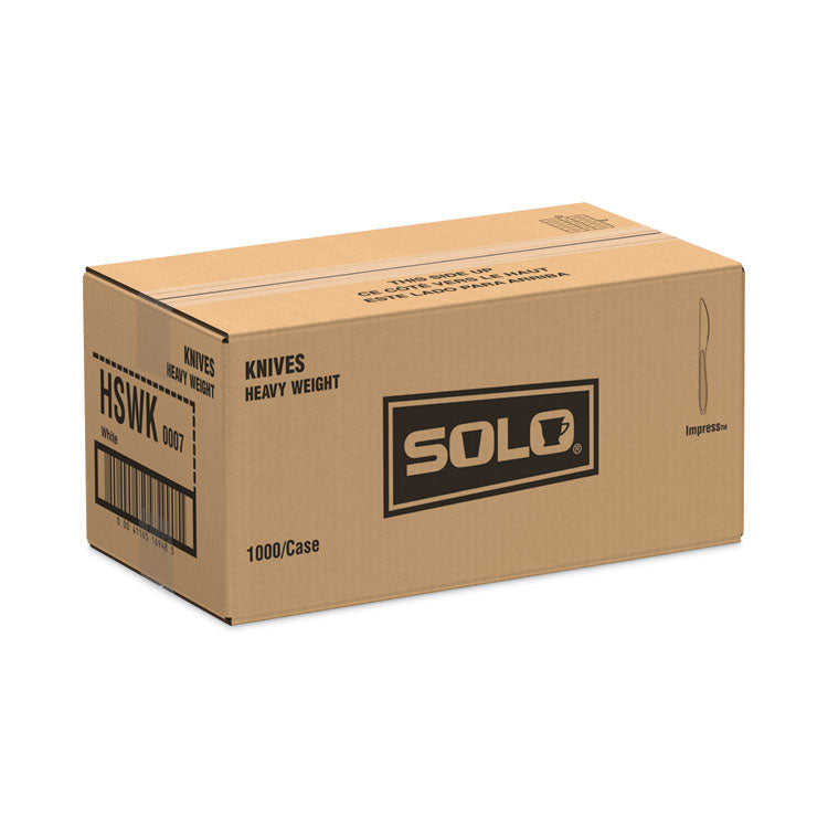 Impress Heavyweight Full-Length Polystyrene Cutlery, Knife, White, 1,000/Carton