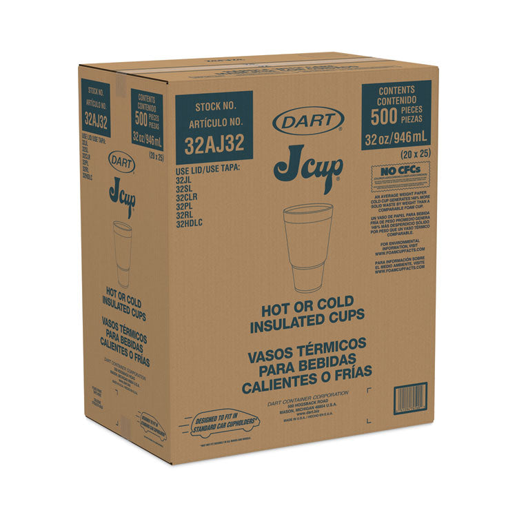 Foam Drink Cups, Tapered Bottom, 32 oz, White, 25/Bag, 20 Bags/Carton