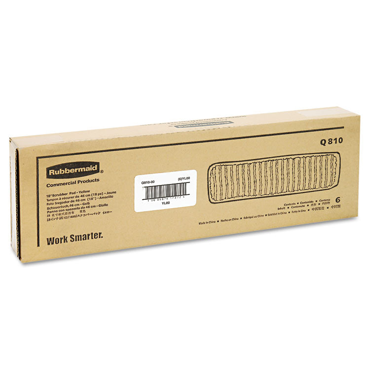 Microfiber Scrubber Pad, Vertical Polyprolene Stripes, 18", Yellow, 6/Carton