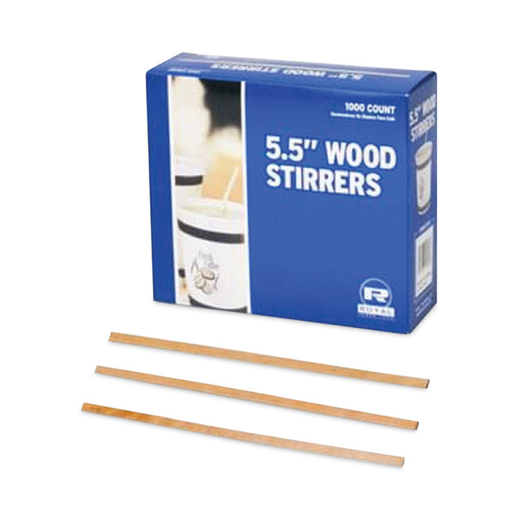 Wood Coffee Stirrers, 5.5", 1,000 Stirrers/Box