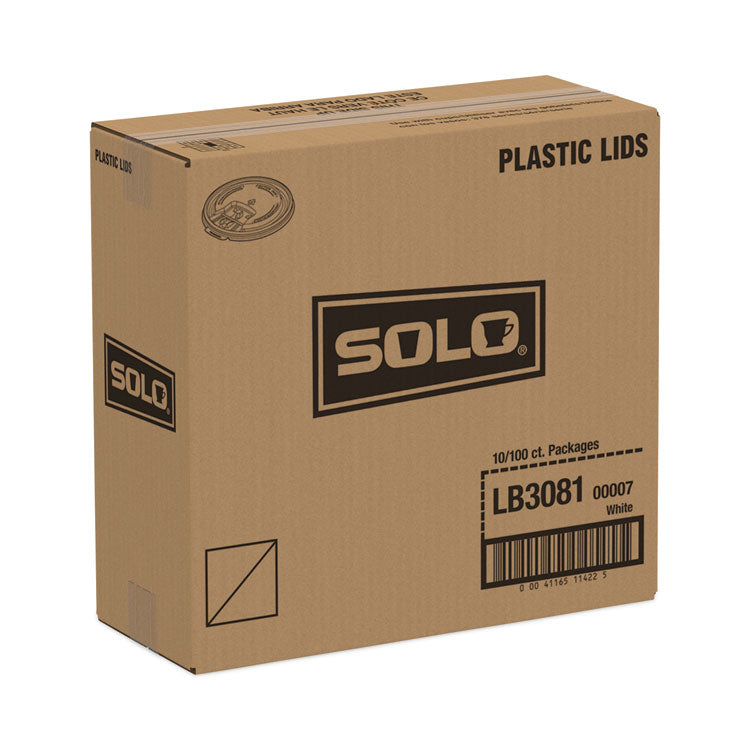 Lift Back and Lock Tab Lids for Paper Cups, Fits 8 oz Cups, White, 100/Sleeve, 10 Sleeves/Carton