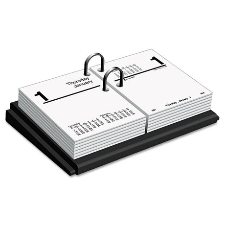 Desk Calendar Base for Loose-Leaf Refill, 3 x 3.75, Black