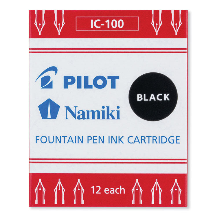 Plumix Fountain Pen Refill Cartridge, Black Ink, 12/Box
