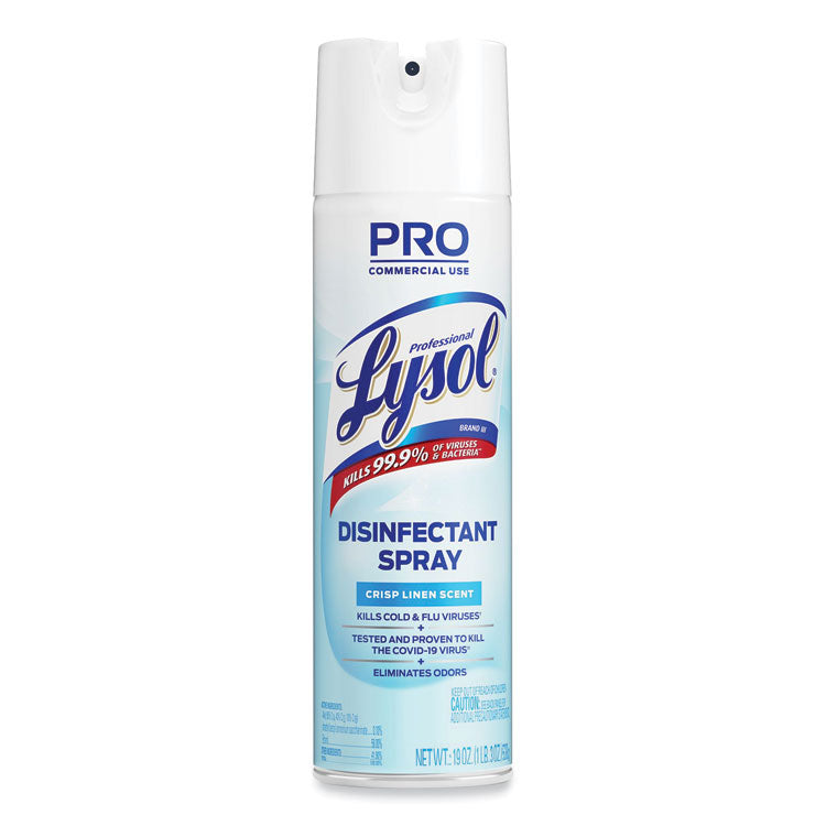 Disinfectant Spray, Crisp Linen, 19 oz Aerosol Spray, 12/Carton