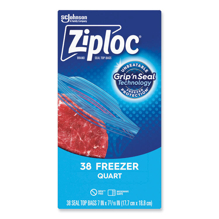 Zipper Freezer Bags, 32 oz, 6.97 x 7.7 , Clear, 38 Bags/Box, 9 Boxes/Carton