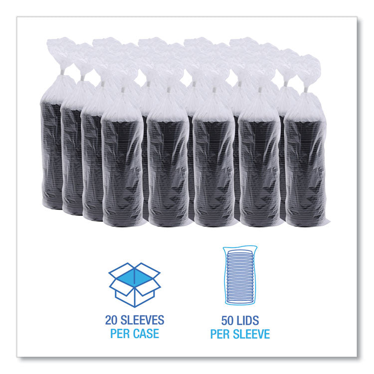 Hot Cup Lids, Fits 8 oz Hot Cups, Black, 1,000/Carton