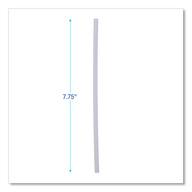 Jumbo Straws, 7.75", Plastic, Translucent, Unwrapped, 250/Pack, 50 Packs/Carton