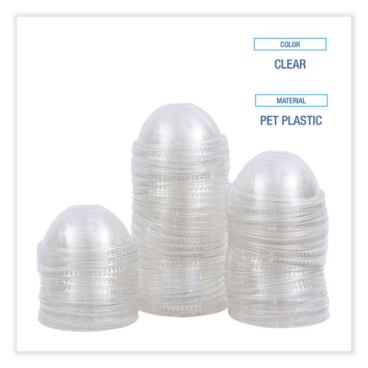 PET Cold Cup Dome Lids, Fits 14 oz to 24 oz Plastic Cups, Clear, 100 Lids/Sleeve, 10 Sleeves/Carton