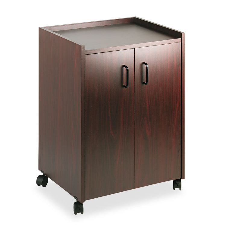 Mobile Refreshment Center, Engineered Wood, 3 Shelves, 23 x 18 x 31 , Mahogany