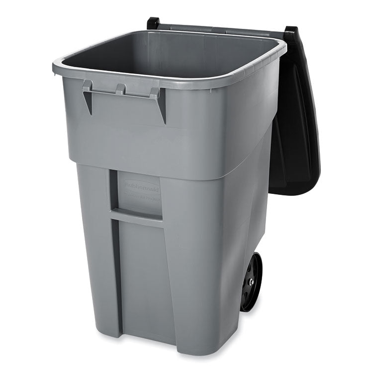 Square Brute Rollout Container, 50 gal, Molded Plastic, Gray