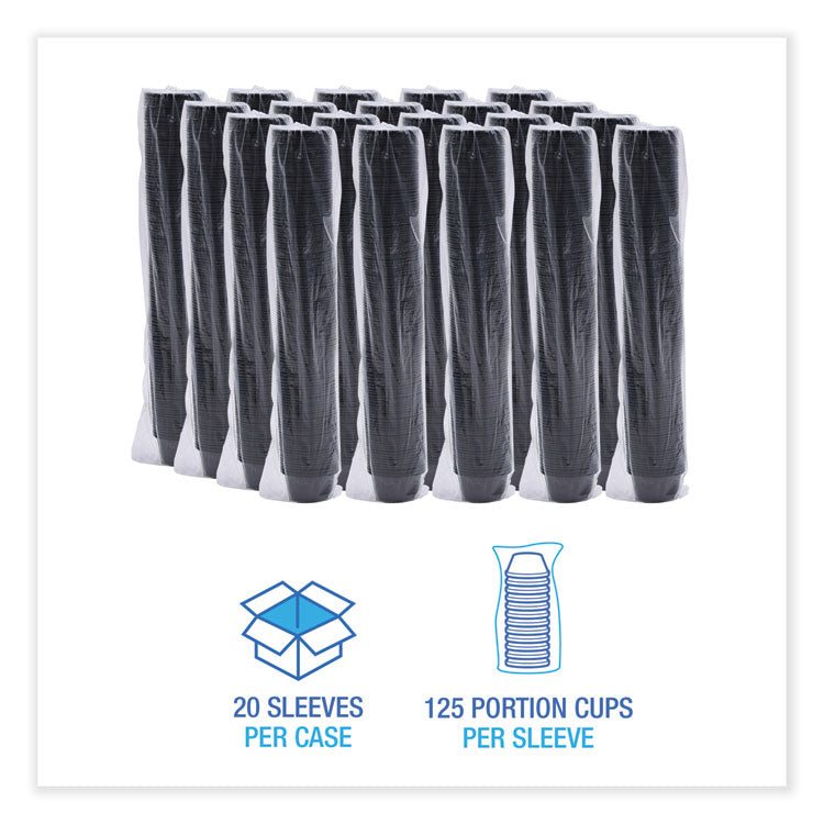 Souffle/Portion Cups, 2 oz, Black, 125/Sleeve, 20 Sleeves/Carton