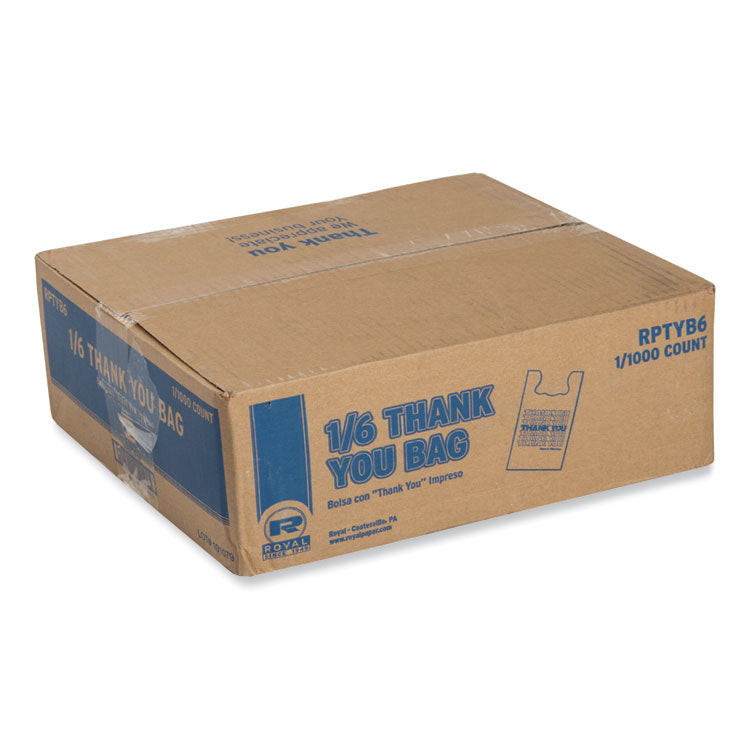 Thank You Bags, Thank You - Have a Nice Day Labeling, Cut-Out Handles, 11.5 x 6.5 x 21 , White/Red, 1,000/Carton