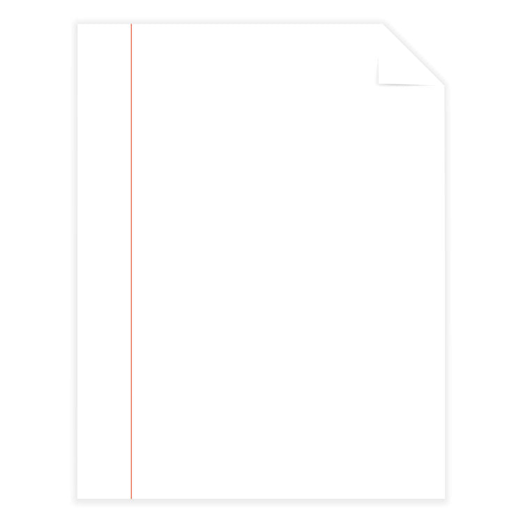 25% Cotton Business Paper, Red Margin Rule, 95 Bright, 20 lb Bond Weight, 8.5 x 11, White, 500 Sheets/Ream