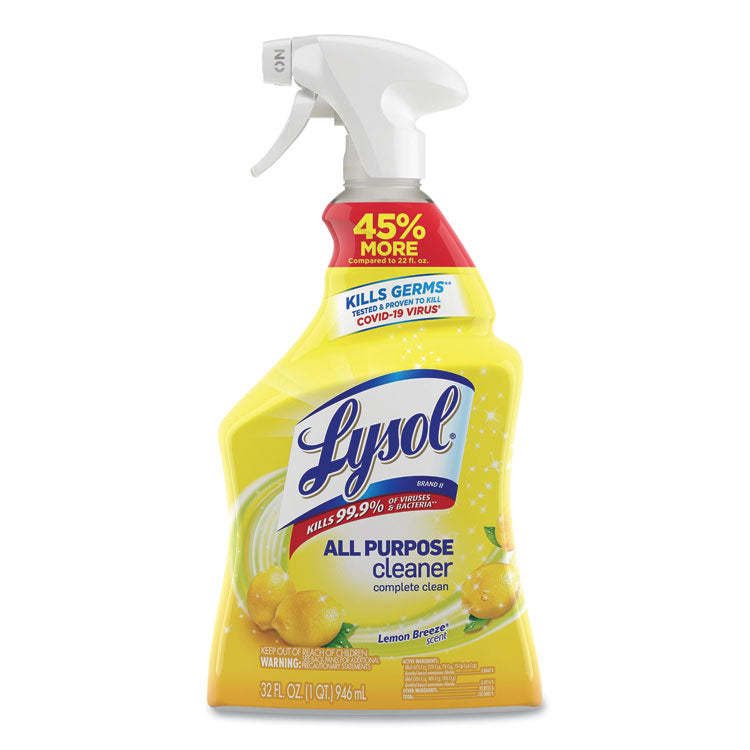 Ready-to-Use All-Purpose Cleaner, Lemon Breeze, 32 oz Spray Bottle, 12/Carton