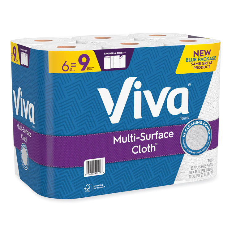 Multi-Surface Cloth Choose-A-Sheet Kitchen Roll Paper Towels 2-Ply, 11 x 5.9, White, 83/Roll, 6 Rolls/Pack, 4 Packs/Carton