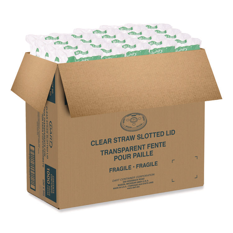 Straw-Slot Cold Cup Lids, Fits 30 oz to 32 oz Cups, Clear, 50/Sleeve, 20 Sleeves/Carton