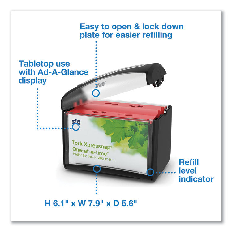 Xpressnap Tabletop Napkin Dispenser, 7.9 x 5.6 x 7.9, Black