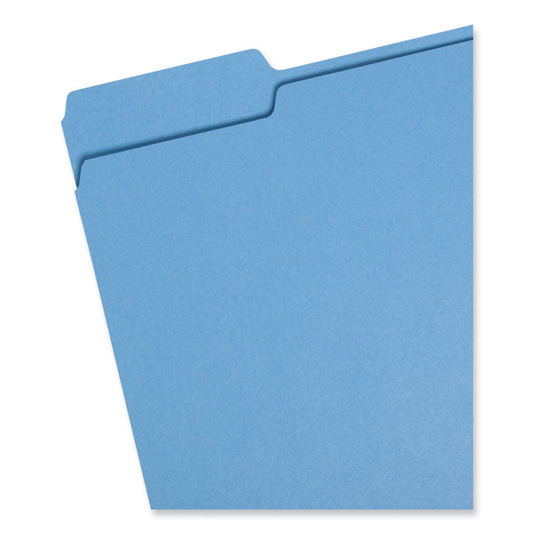 Colored File Folders, 1/3-Cut Tabs: Assorted, Letter Size, 0.75" Expansion, Blue, 100/Box