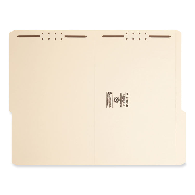 Top Tab Fastener Folders, Guide-Height 2/5-Cut Tabs, 0.75" Expansion, 2 Fasteners, Legal Size, 11-pt Manila, 50/Box