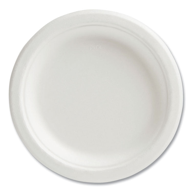 PFAS-Free Compostable Bagasse Plates, 6 dia, White, 250/Pack