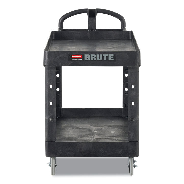 BRUTE Heavy-Duty Utility Cart with Lipped Shelves, Plastic, 2 Shelves, 500 lb Capacity, 17.13" x 38.5" x 38.88", Black