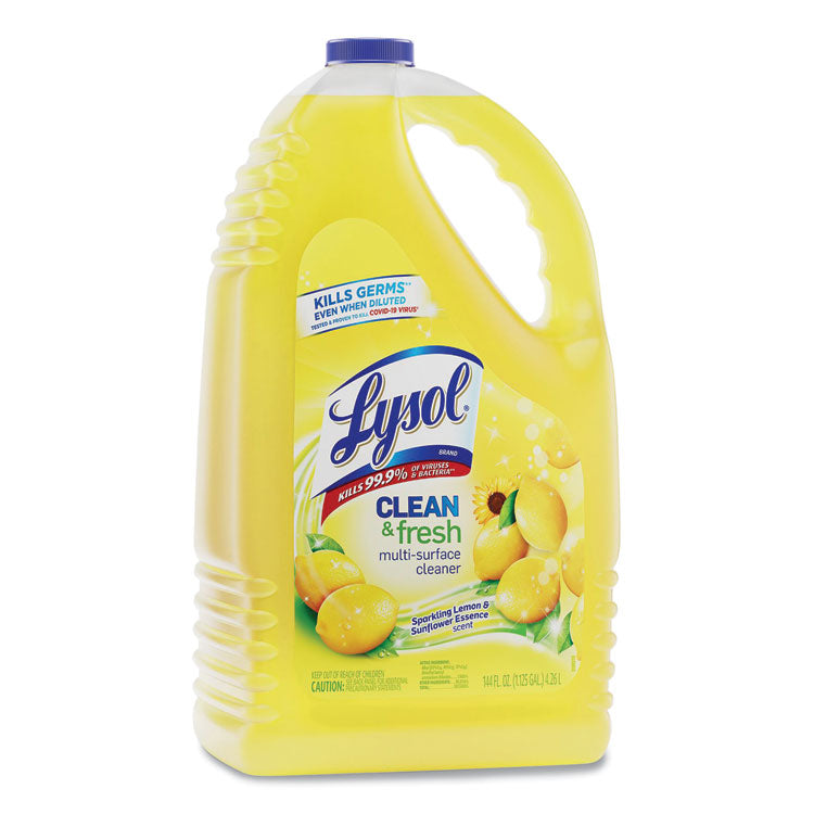 Clean and Fresh Multi-Surface Cleaner, Sparkling Lemon and Sunflower Essence, 144 oz Bottle, 4/Carton