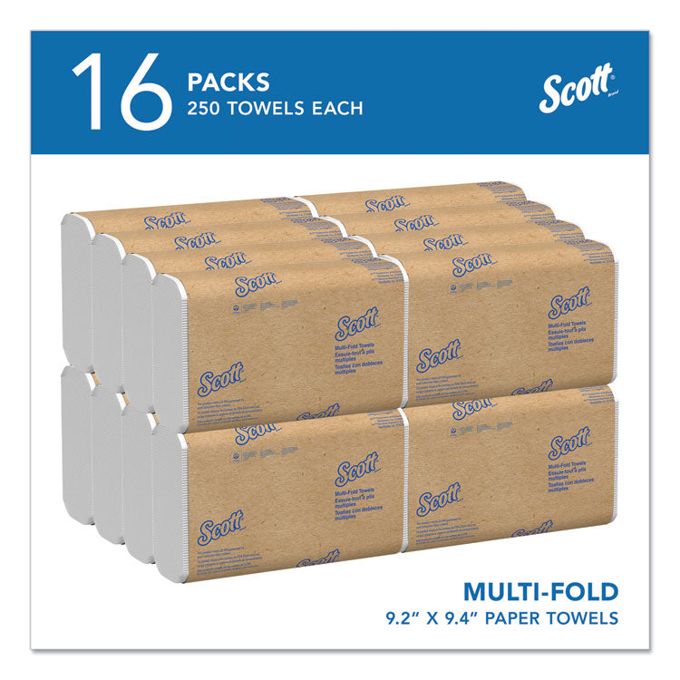 Essential Multi-Fold Towels, Absorbency Pockets, 1-Ply, 9.2 x 9.4, White, 250/Pack, 16 Packs/Carton